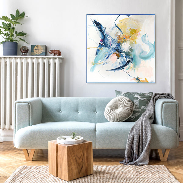 Vertrouwelijk blauw | Gemengd schilderij