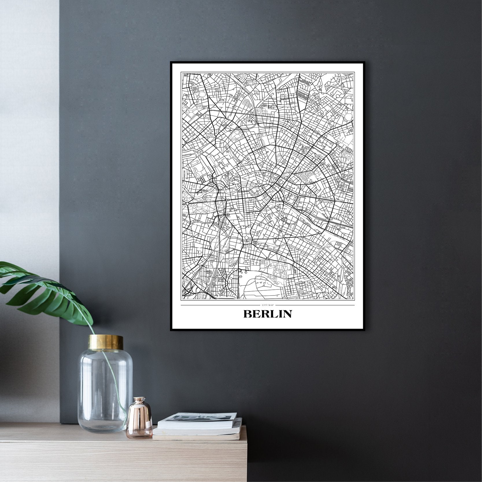 Kaart Berlin White | Poster