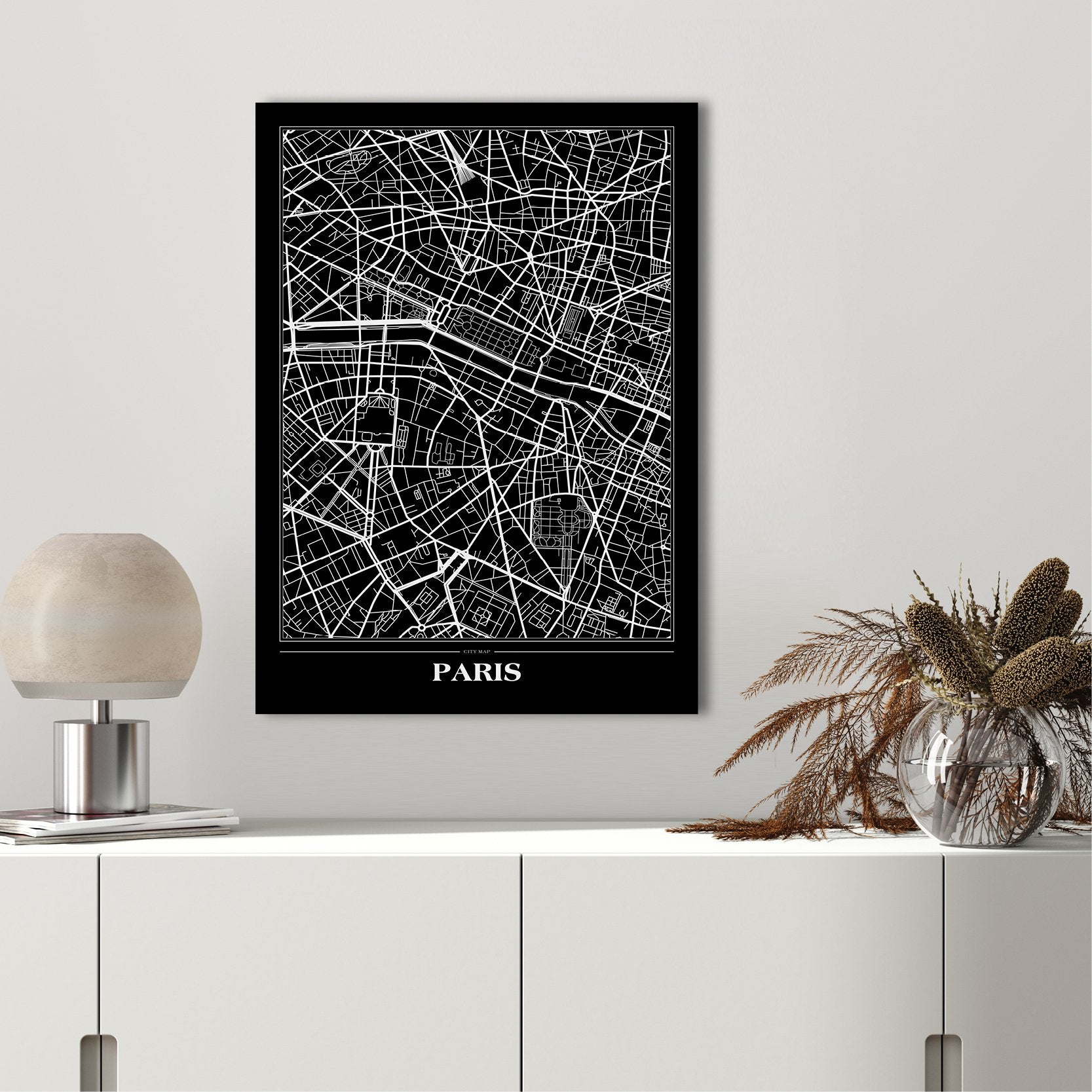 Karte Paris schwarz | Plakatbrett