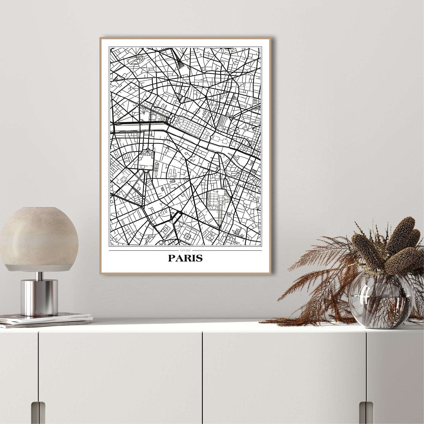 Kaart Paris White | Poster