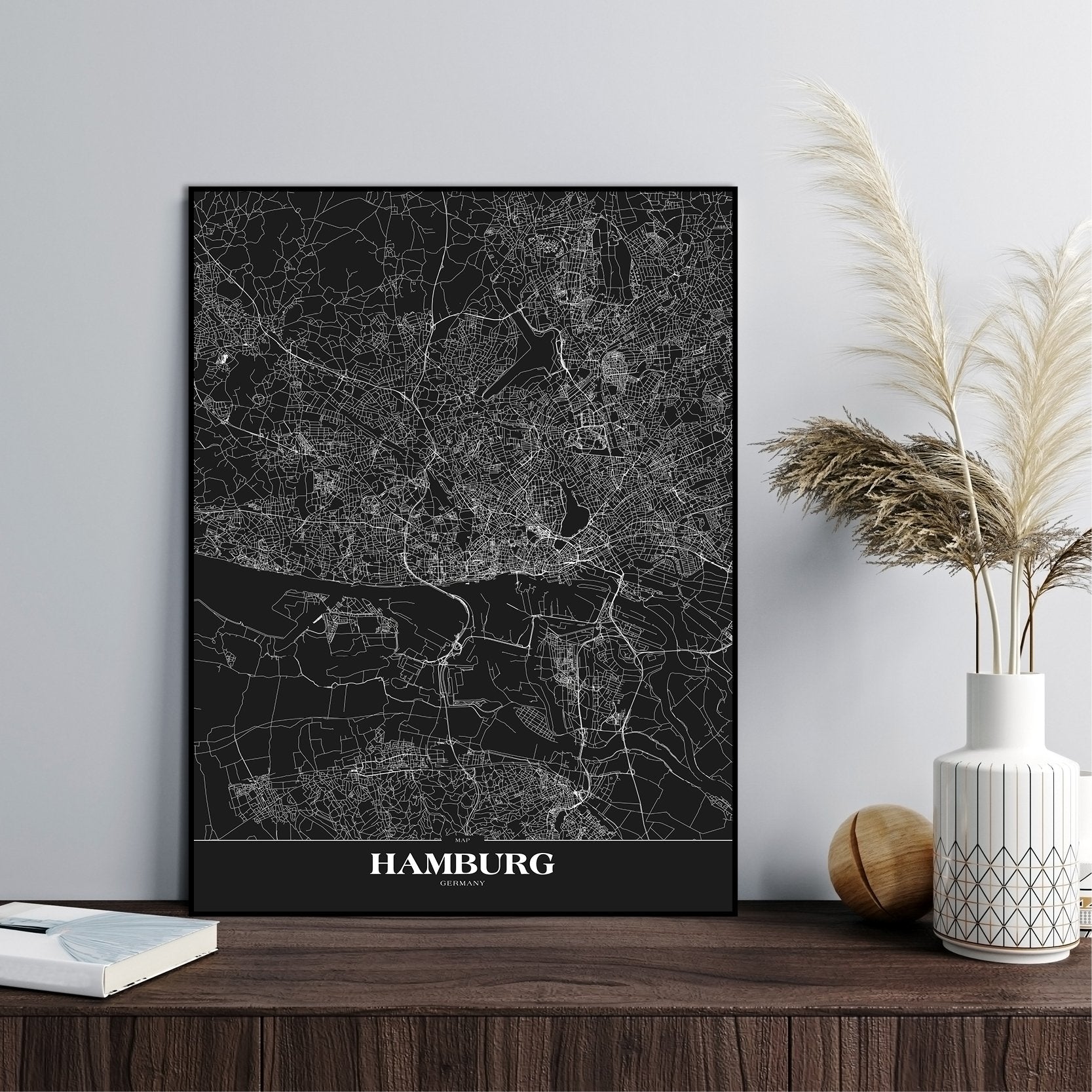 Map Hamburg Black | Plakatbræt