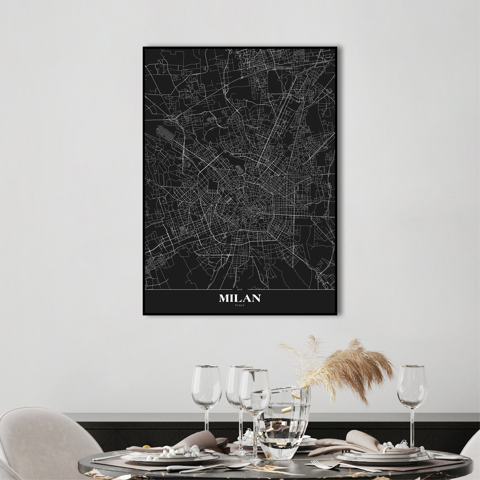 Karte Mailand Black | Plakatbrett