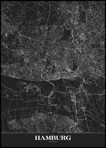 Map Hamburg Black | Plakatbræt