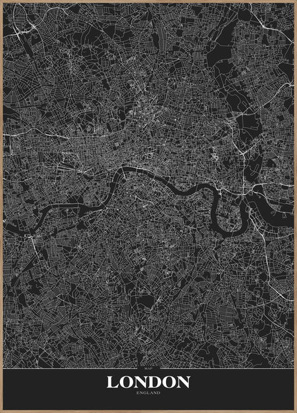 Kaart London Black | Poster