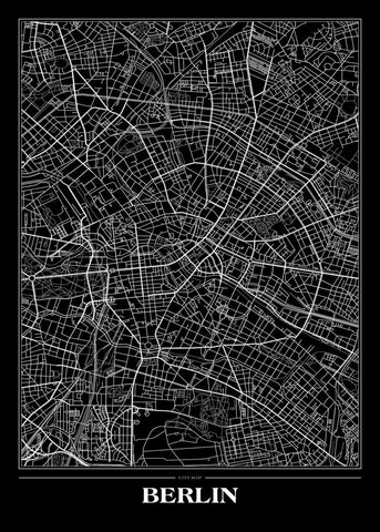 Map Berlin black | POSTER BOARD