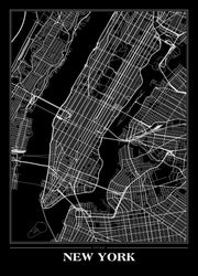 Kaart New York Black | Poster