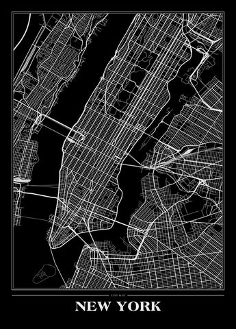 Kort New York Black | Plakatbræt