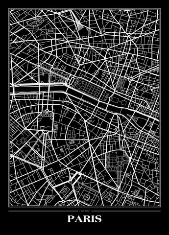 Karte Paris schwarz | Plakatbrett