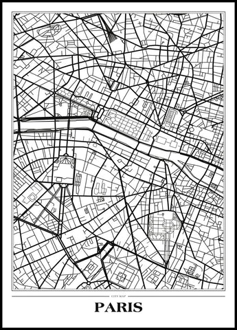 Map Paris white | POSTER BOARD