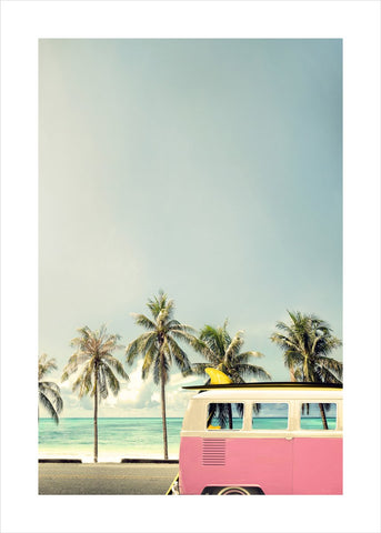 Surfbus roze | POSTER