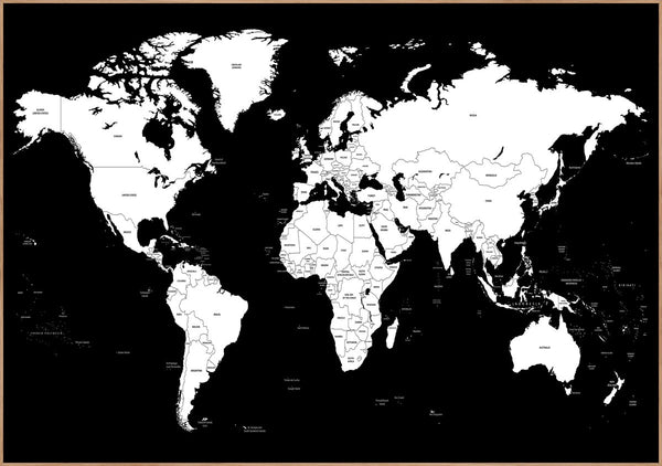 WorldMap Black | Plakatbræt