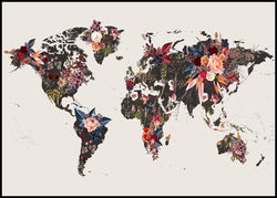 Worldmap Flowers | Poster