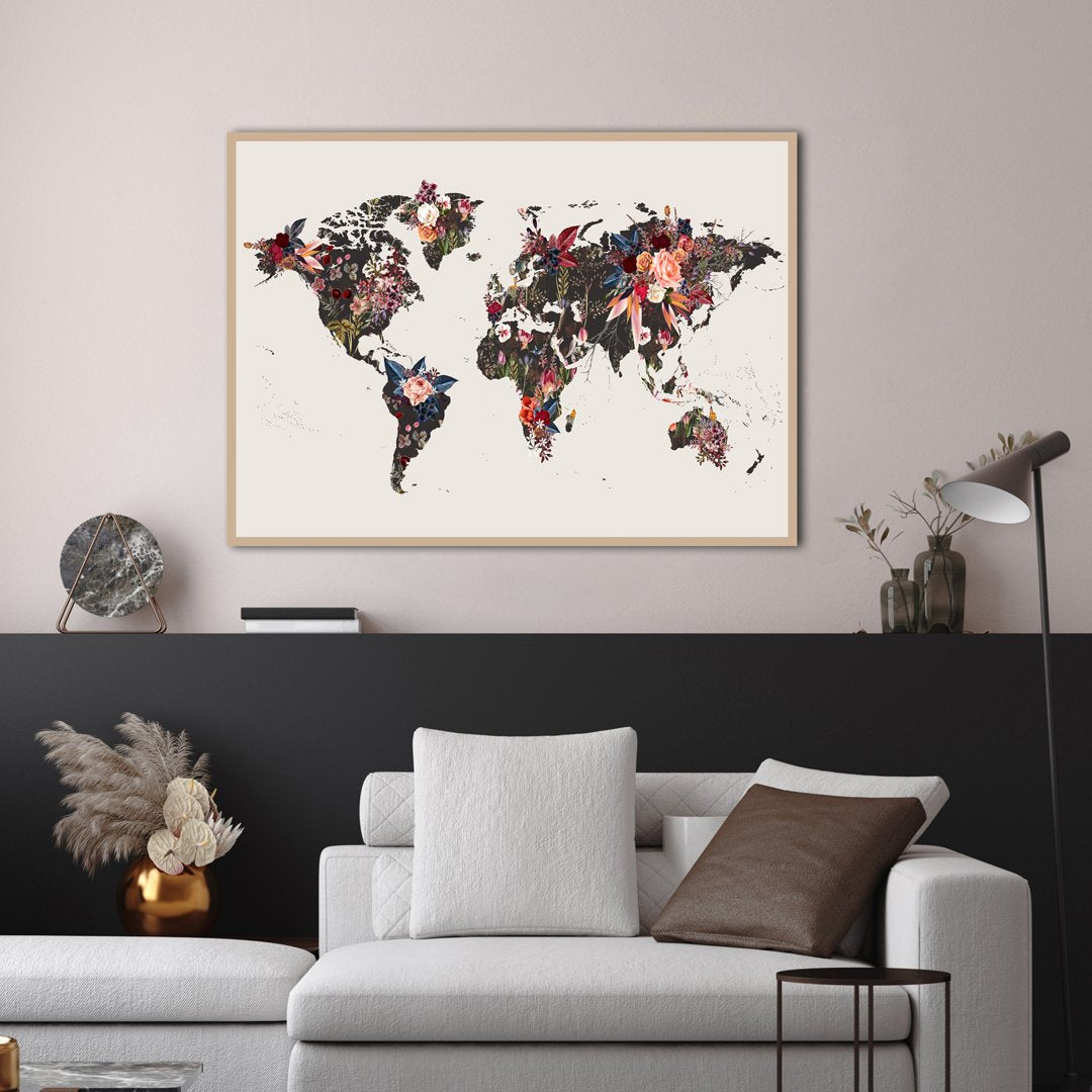 WorldMap Flowers | Poster board