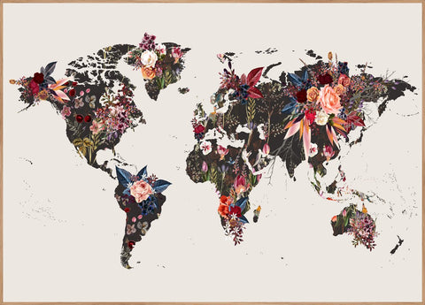 Worldmap Flowers | Poster